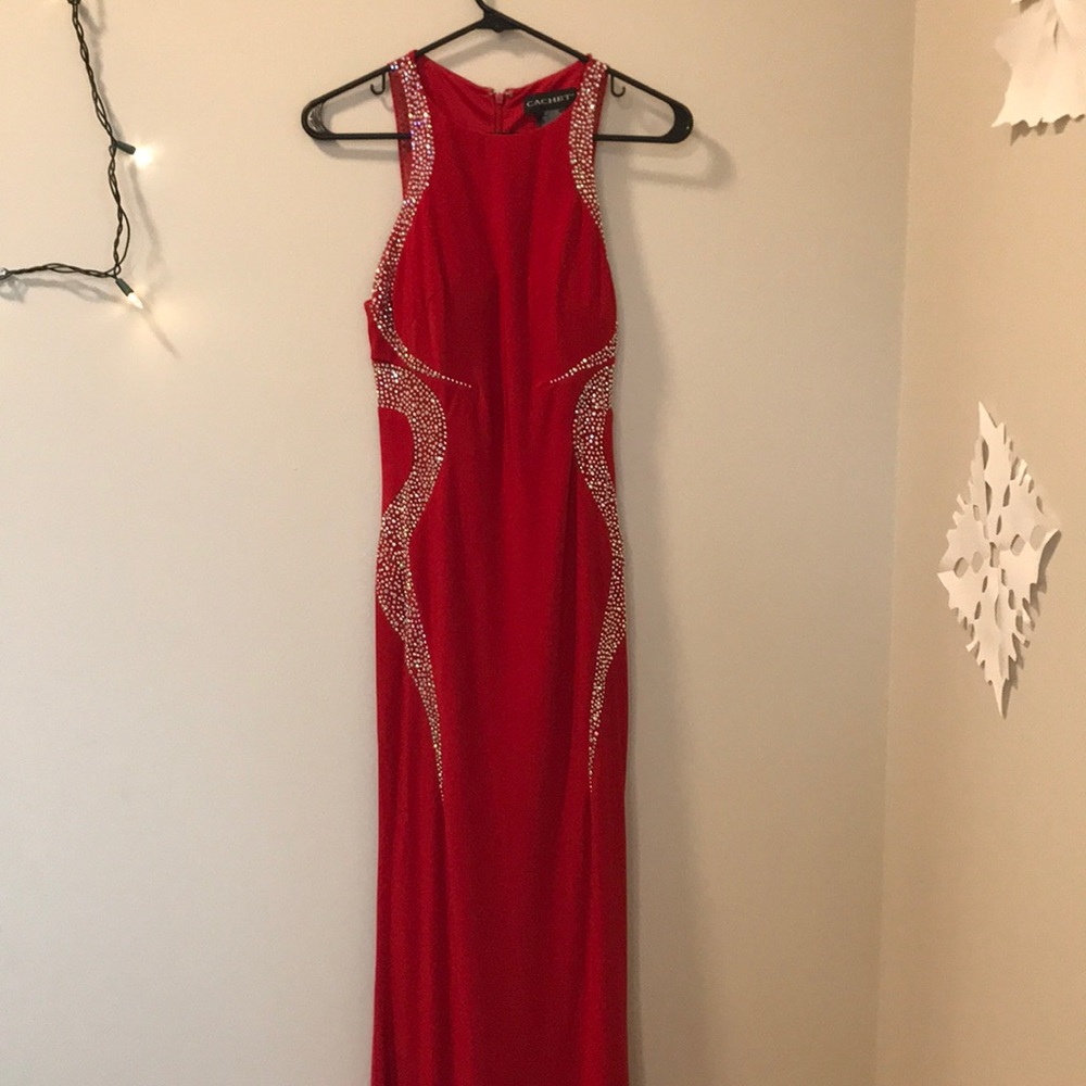 Cachet red prom dress